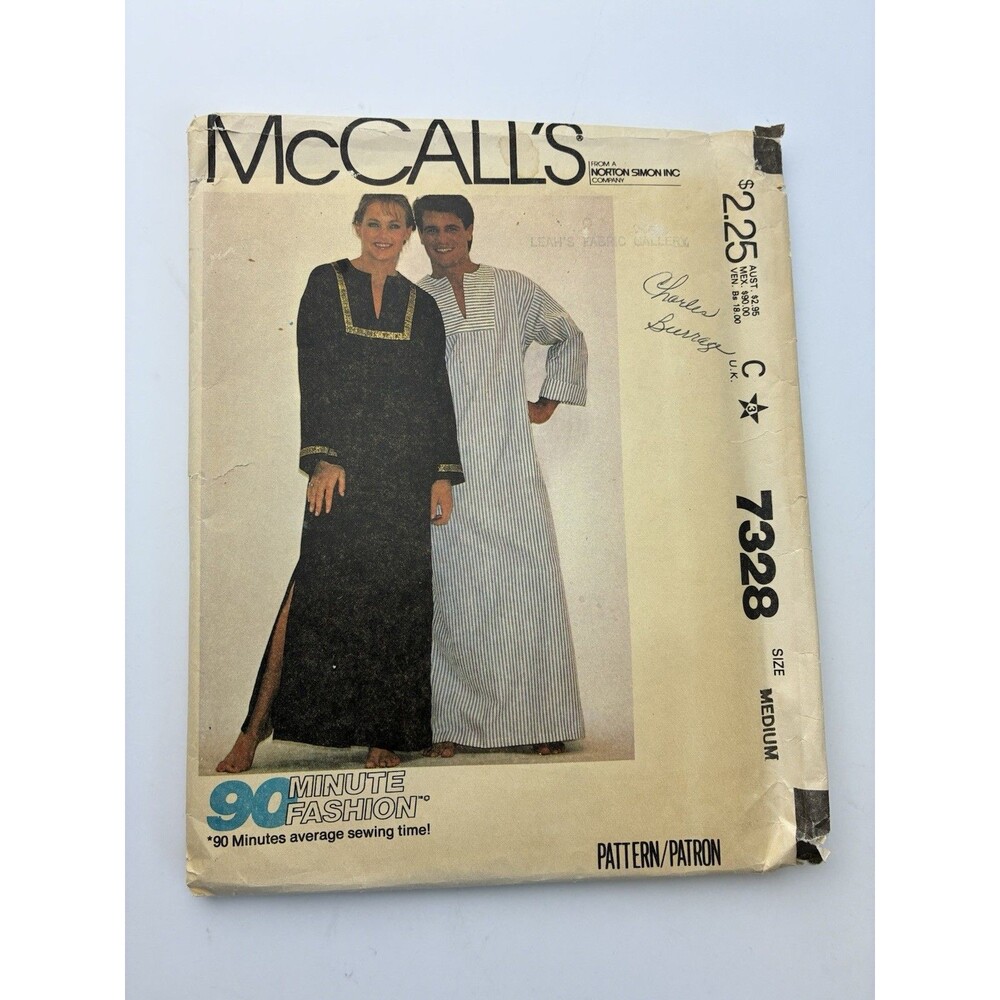 Caftan Uncut Pattern 7328 Unisex Size M 36-38 Vintage Roper Boho Dress Pockets